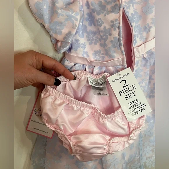 NWT! Rare Editions Baby Girl Floral Organza Dress w Diaper Cover, 18MO - Picture 6 of 9